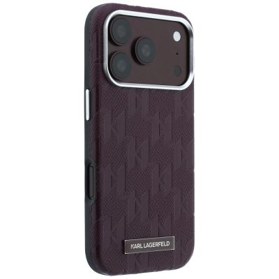 4. Etui Karl Lagerfeld Grained Mono Resin Logo MagSafe na iPhone 17 Pro Max / 18 Pro Max - burgundowe