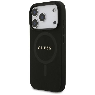 9. Etui Guess Saffiano Classic Logo MagSafe na iPhone 17 Pro - czarne
