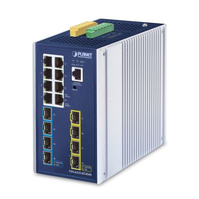 PLANET IP30 DIN-rail Industrial L3 Zarządzany Gigabit Ethernet (10/100/1000) Aluminium, Niebieski