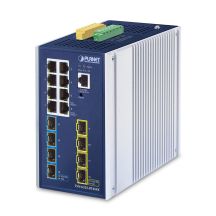 PLANET IP30 DIN-rail Industrial L3 Zarządzany Gigabit Ethernet (10/100/1000) Aluminium, Niebieski