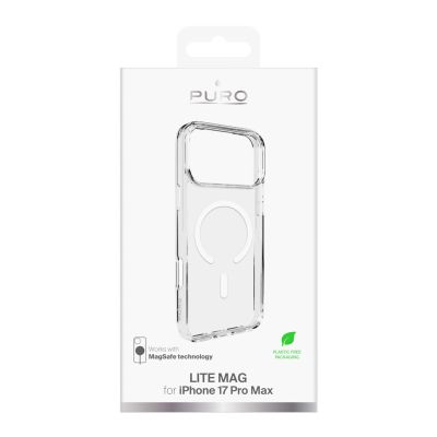 2. Etui Puro Lite Mag TPU+PC kompatybilne z MagSafe na iPhone 17 Pro Max - przezroczyste z białym pierścieniem