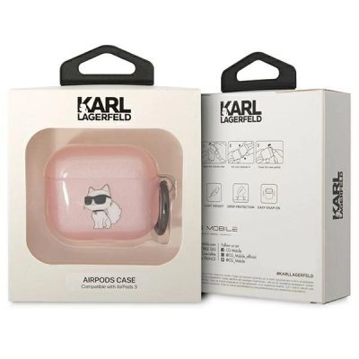 3. Etui Karl Lagerfeld Ikonik Choupette na AirPods 3 - różowe