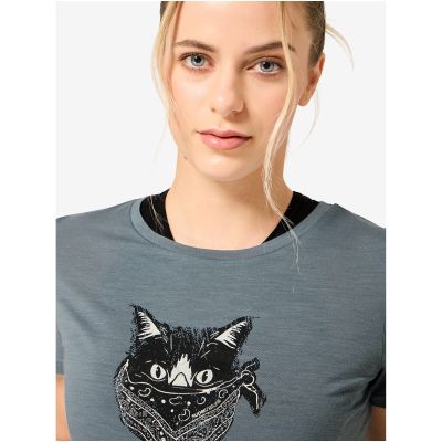 Koszulka z krótkim rękawkiem damska SUPER.NATURAL W BANDITO CAT TEE szara