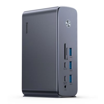Stacja dokująca USB-C Baseus UnionJoy 2xHDMI4K@60Hz 1xDP4K@60Hz 3xUSB-A3.0 2xUSB-C3.0 2xUSB-A2.0 1xRJ45 PD PC 1xSD+TF 1x3.5mm minijack - szara