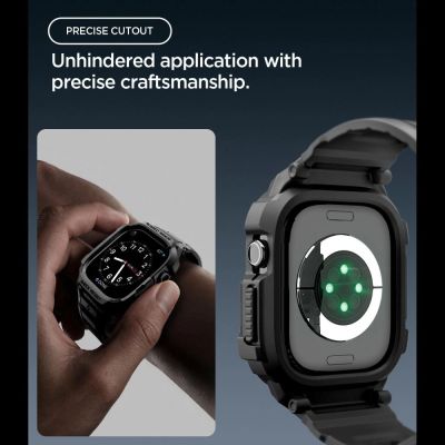 7. Pasek z obudową Spigen Rugged Armor Pro na Apple Watch 42 mm - czarny matowy