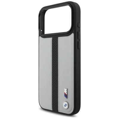 6. Etui BMW M Perforated Stripe Logo MagSafe na iPhone 17 Pro Max - szare