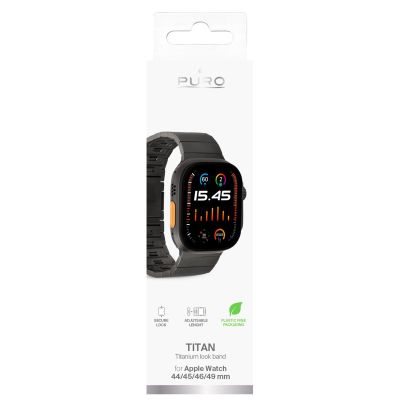 4. Pasek Puro TITAN ze stali nierdzewnej do Apple Watch 42 / 44 / 45 / 49 mm - czarny