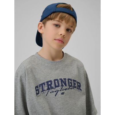 5. T-shirt loose z nadrukiem chłopięcy 4F 4FJRSS26TTSHM3465-27M