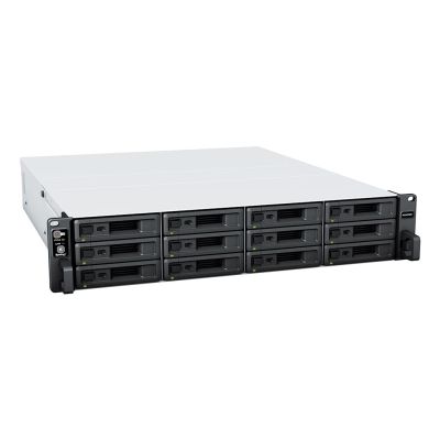 7. NAS Synology RS2423+; 2U RACK; 12x (3.5" SATA HDD/2.5" SATA SSD); AMD Ryzen V1780B, 8 GB DDR4 ECC UDIMM (max. 32GB), 2x 1GbE RJ-45, 1x 10GbE RJ-45