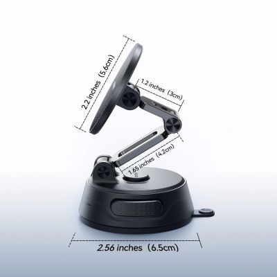 13. Joyroom JR-ZS510 Gel Suction Cup MagSafe Foldable Car Phone Mount - Gunmetal Black