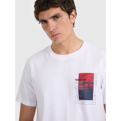 4. T-shirt regular z nadrukiem męski 4F 4FRAW25TTSHM3256-10S
