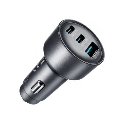 3. Ładowarka samochodowa Joyroom JR-CCN19 65W 2x USB-C + USB-A - ciemnoszara