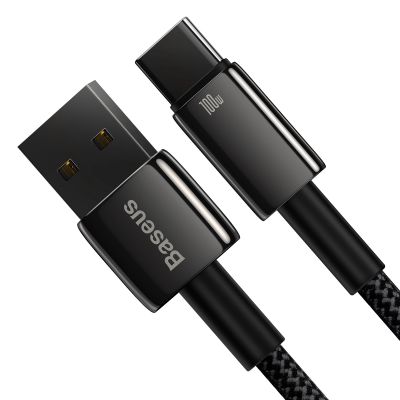 4. Baseus Tungsten Gold kabel USB-A - USB-C 480Mb/s 100W 2m czarny (CAWJ000101)