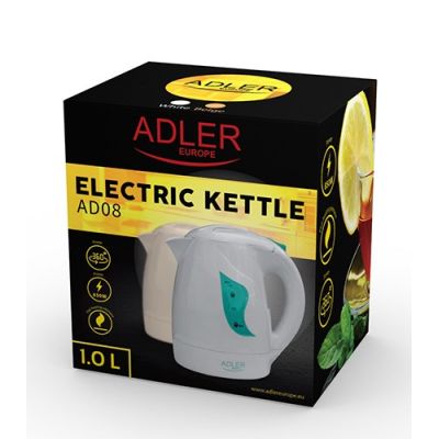 6. Czajnik elektryczny Adler AD 08w (900W 1l; kolor biały)
