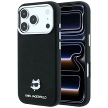 Etui Karl Lagerfeld Grained Choupette Head Metal MagSafe na iPhone 17 Pro Max / 18 Pro Max - czarne