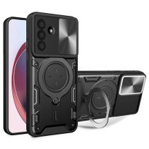 Etui na Samsung Galaxy A17 4G / A17 5G / A18 / A26 z podstawką i przesuwaną osłoną obiektywów - czarne