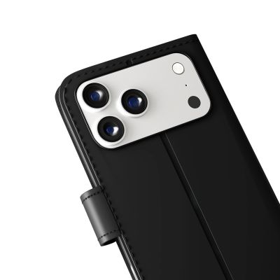 9. Etui Puro Wallet Stand na iPhone 17 Pro Max z ekoskóry, z klapką, portfelem i funkcją podstawki - czarne