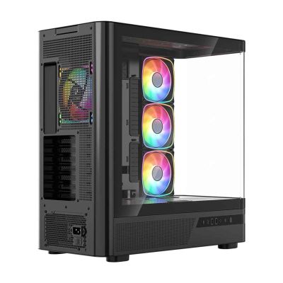 24. MODECOM OBUDOWA VOLCANO AQ 200 ARGB MIDI CZARNA