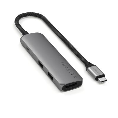 9. Aluminiowy adapter do urządzeń mobilnych USB-C Satechi 4-in-1 USB-C Slim Multiport Adapter 4K (space gray)