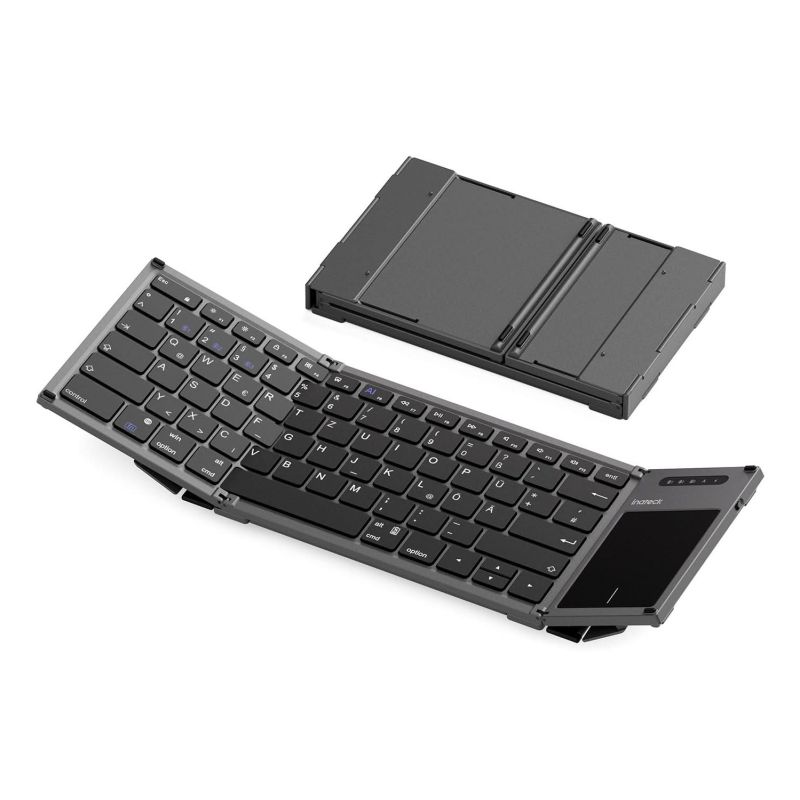 Inateck KB06101_STEEL GRAY klawiatura Dom RF Wireless + Bluetooth QWERTZ Angielski Czarny