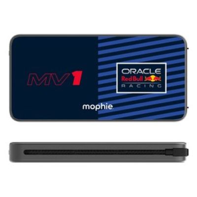 3. Powerbank Mophie Powerstation Plus 10K Red Bull Racing MV1 - powerbank 10000mAh, zintegrowany kabel USB-C oraz lightning (1x port USB-C)