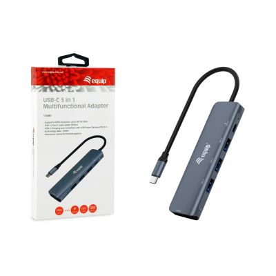 4. Equip 133487 huby i koncentratory USB 3.2 Gen 1 (3.1 Gen 1) Type-C 5000 Mbit/s Czarny, Szary