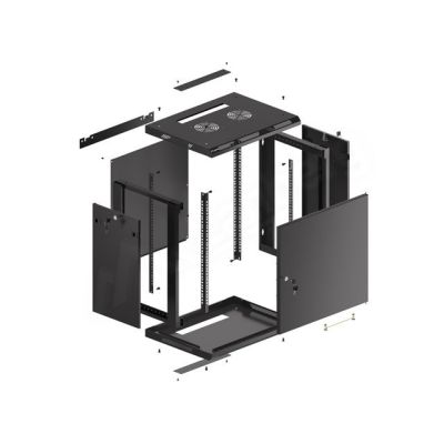12. Lanberg WF01-6412-00B Szafa wisząca RACK 19" 12U 600X450 CZARNA DRZWI METALOWE (FLAT PACK)
