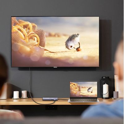 9. Adapter Ugreen CM512 90568 USB-C - 2x USB-A 3.0 / HDMI / RJ45 / czytnik kart SD i TF / USB-C PD 100W - szary