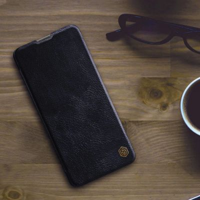 20. Nillkin Qin Case etui do Xiaomi Redmi Note 11T 5G / Note 11S 5G / Note 11 5G (China) / Poco M4 Pro 5G osłona na aparat kabura pokrowiec obudowa z klapką brązowy