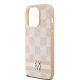 6. Etui DKNY Leather Checkered Mono Pattern & Printed Stripes na iPhone 14 Pro - różowe