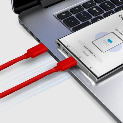 6. Kabel SBS TECABLETISSUETCCR USB-C - USB-C 1,5m 60 W w oplocie - czerwony
