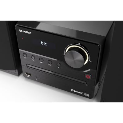 6. Sharp XL-B512(BK) Mikrosystem Hi-Fi, CD/FM/USB/Bluetooth v5.0, 45W, czarny Sharp | Mikrosystem Hi-Fi | XL-B512(BK) | Gniazdo USB | Wejście AUX | Łączność Bluetooth | Odtwarzacz CD | Czarny | Radio FM | Połączenie bezprzewodowe
