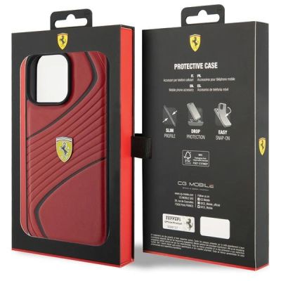 8. Etui Ferrari Twist Metal Logo na iPhone 15 Pro Max - czerwone