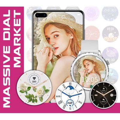 9. Smartwatch Damski Rubicon RNCF02-1 Srebrno-Srebrny + Czarny Silikonowy Pasek