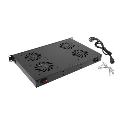 10. LANBERG PANEL WENTYLACYJNY 1U LCD 19" Z TERMOSTATEM 4 WENTYLATORY 230V AK-1503-B