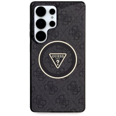 3. Etui Guess 4G Glitter Triangle Buttons MagSafe do Samsung Galaxy S25 Ultra czarny