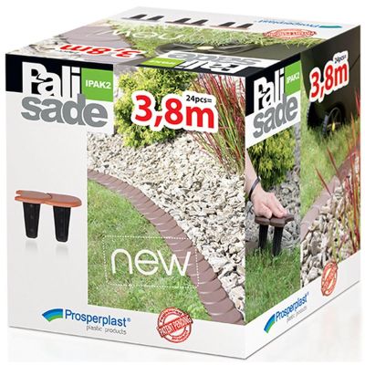 4. OBRZEŻE PALISADA OGRODOWA PŁASKA PODWÓJNA KOSTKA 3,8 M BRĄZ