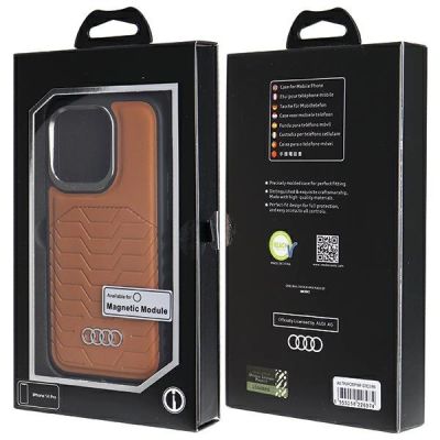 7. Etui Audi Synthetic Leather z MagSafe na iPhone 14 Pro - brązowe