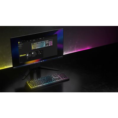 4. Klawiatura CORSAIR Tas K55 CORE BLACK RGB, Gumowa kopuła, Mechaniczna, USB
