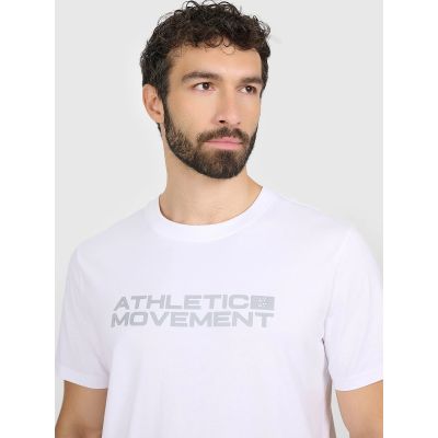 5. T-shirt regular z nadrukiem męski 4F 4FRAW25TTSHM3384-10S