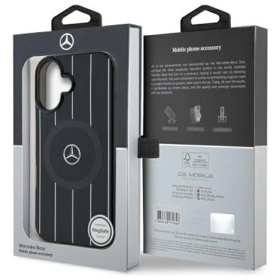 8. Etui Mercedes MB Double Layer Crossed Lines MagSafe na iPhone 16 - czarne