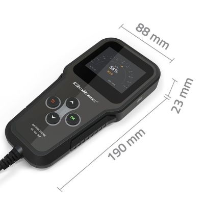 9. Qoltec Cyfrowy tester akumulatora 3w1 z LCD Polskie Menu 6V 12V 24V 10Ah-200Ah