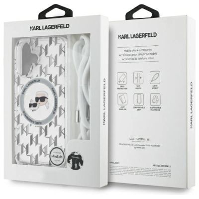 7. Etui Karl Lagerfeld IML Crossbody Monogram Karl & Choupette Head MagSafe na iPhone 16 - przezroczyste