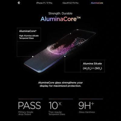 8. Szkło hartowane Spigen Glas.TR EZ Fit Pro na iPhone 16 Pro / 17 / 17 Pro - przezroczyste