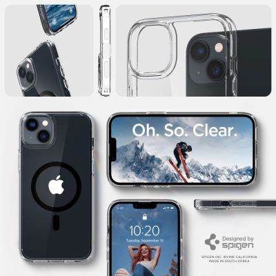 11. Etui Spigen Ultra Hybrid Mag z MagSafe na iPhone 14 Plus - przezroczysto-czarne