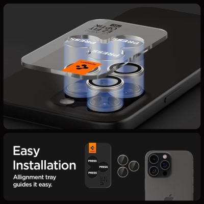 8. Osłona aparatu Spigen Optik.tR EZ Fit Camera Protector na iPhone 14 Pro / Pro Max / 15 Pro / Pro Max - tytan naturalny 2 szt.