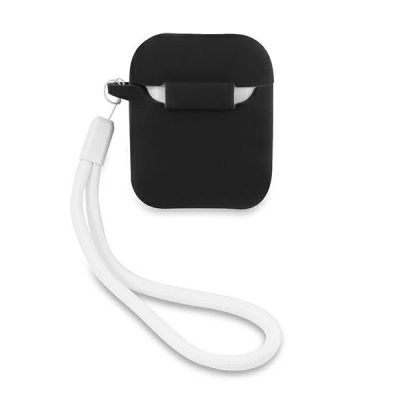 2. Etui Guess Silicone Vintage na AirPods 1/2 - czarno-białe
