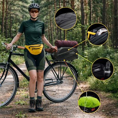 4. Wozinsky torba rowerowa na bagażnik z długim paskiem - czarna