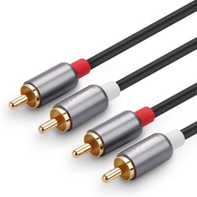 8. Kabel Ugreen AV104 10518 audio 2RCA (męski) / 2RCA (męski) 2m - szary