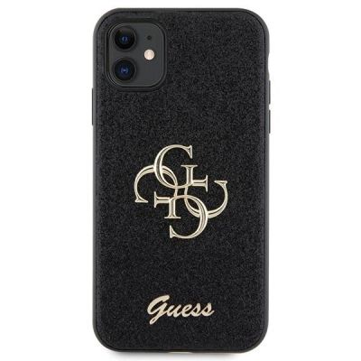 3. Etui Guess Glitter Script Big 4G na iPhone 11 / Xr - czarne